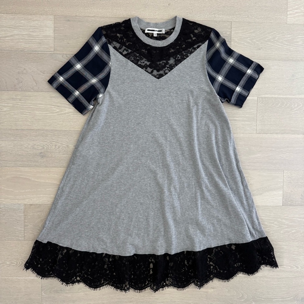McQ Alexander McQueen Cotton Jersey and Lace Dress - Size L - Made in Italy